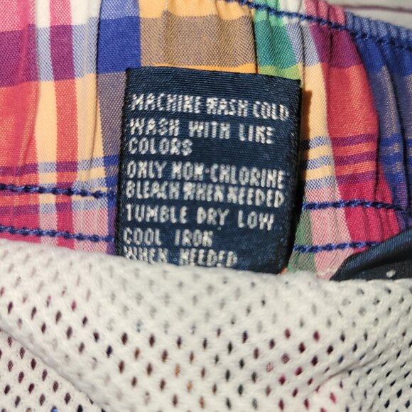 Polo Ralph Lauren Shorts Mens L Swim Trunks Multi Colored Plaid Draw String - Picture 12 of 16